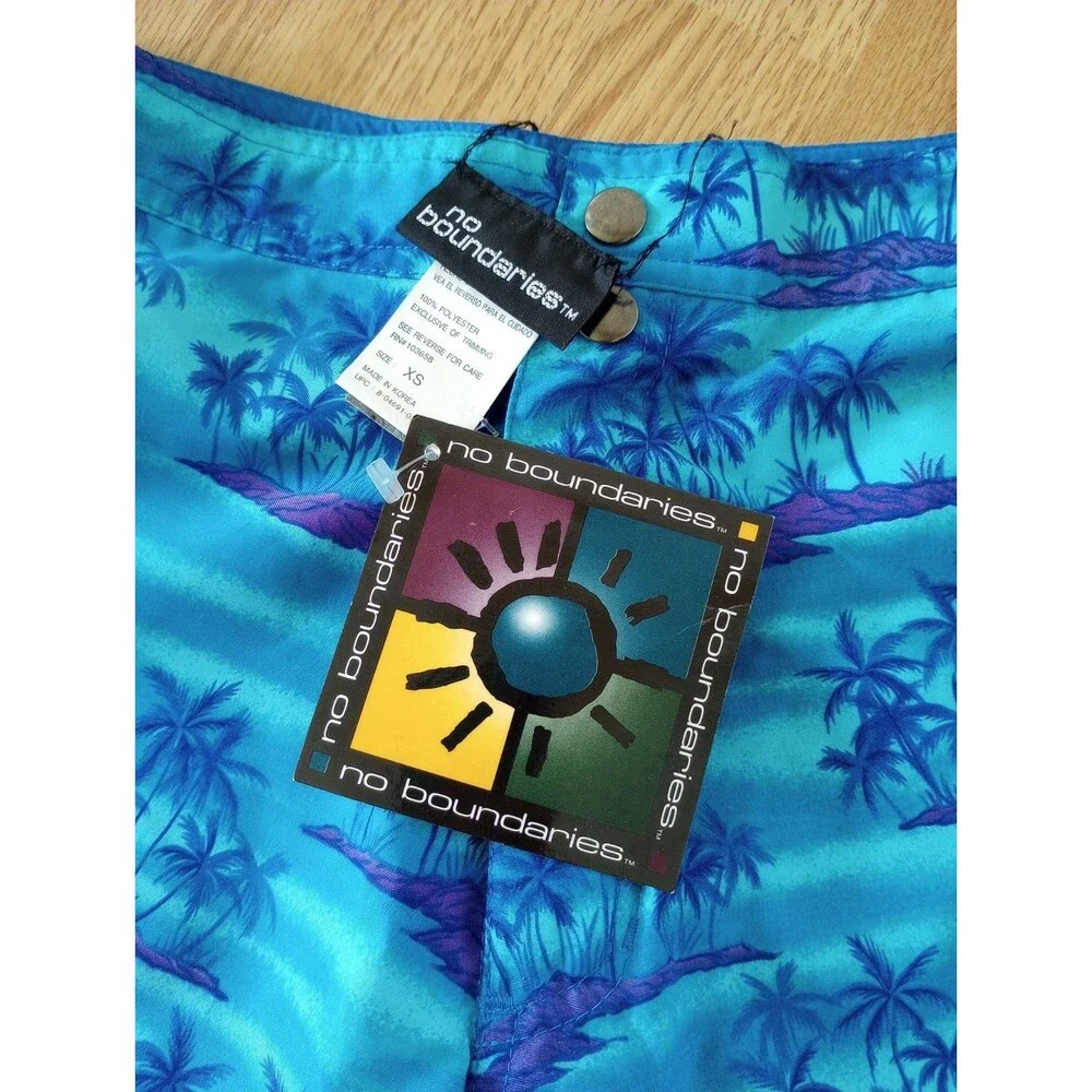 Vintage Y2K No Boundaries Reversible Swim Short Juniors XS Blue Purple Tropical